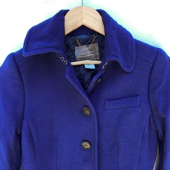 J. Crew Double Cloth Lady Day Royal Blue Long Peacoat - Picture 3 of 11